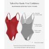imagePopilush Body Suits for Womens Tummy Control  Faux Leather Bodysuit Deep V Neck Thong Sleeveless Corset Tank TopRed