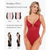 imagePopilush Body Suits for Womens Tummy Control  Faux Leather Bodysuit Deep V Neck Thong Sleeveless Corset Tank TopRed