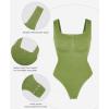 imagePopilush Bodysuits for Women Tummy Control Henley Going Out Shirts Button Down Body Suit Thong Tank TopsGreen Button Shapewear Bodysuit