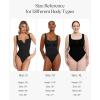 imagePopilush Bodysuits for Women Tummy Control Henley Going Out Shirts Button Down Body Suit Thong Tank TopsPink Button Shapewear Bodysuit
