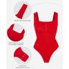 imagePopilush Bodysuits for Women Tummy Control Henley Going Out Shirts Button Down Body Suit Thong Tank TopsRed Button Shapewear Bodysuit