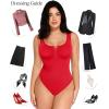 imagePopilush Bodysuits for Women Tummy Control Henley Going Out Shirts Button Down Body Suit Thong Tank TopsRed Button Shapewear Bodysuit