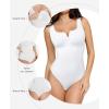 imagePopilush Bodysuits for Women Tummy Control Henley Going Out Shirts Button Down Body Suit Thong Tank TopsWhite Button Shapewear Bodysuit