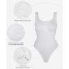 imagePopilush Bodysuits for Women Tummy Control Henley Going Out Shirts Button Down Body Suit Thong Tank TopsWhite Button Shapewear Bodysuit