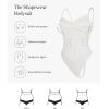 imagePopilush Corset Bodysuit for Women Tummy Control Shapewear Cowl Neck Tops Concert Outfits Thong BodysuitsWhite