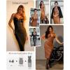 imagePopilush Corset Shapewear Dress Faux Leather Club Midi Dress V Neck Night Out Bodycon Dresses for WomenBlack