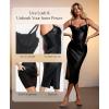 imagePopilush Corset Shapewear Dress Faux Leather Club Midi Dress V Neck Night Out Bodycon Dresses for WomenBlack