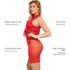 imagePopilush Faux Leather Dress for Women  Midi V Neck Dresses Shapewear Body con Dress Women  Date Night OutfitRed