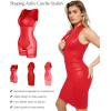 imagePopilush Faux Leather Dress for Women  Midi V Neck Dresses Shapewear Body con Dress Women  Date Night OutfitRed