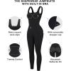 imagePopilush Jumpsuits for Women BuiltIn Bra Square Neck Ribbed Bodycon Workout Seamless Leggings Rompers BodysuitsAblackjumpsuit