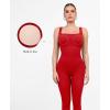 imagePopilush Jumpsuits for Women BuiltIn Bra Square Neck Ribbed Bodycon Workout Seamless Leggings Rompers BodysuitsBright Red