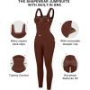 imagePopilush Jumpsuits for Women BuiltIn Bra Square Neck Ribbed Bodycon Workout Seamless Leggings Rompers BodysuitsBrown