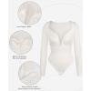 imagePopilush Lace Shapewear Bodysuit Long Sleeve Body suits Womens Deep V Neck Tummy Control Corset Top Trendy Going Out TopsWhite