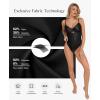 imagePopilush Leather Bodysuits for Women Tummy Control Shapewear Lace V Neck Corset Tops Faux Leather Thong Body SuitsBlack