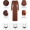 imagePopilush Long Sleeve Formal Dresses for Women 8 In 1 Bodycon Dress with Built In Shapewear Wedding Guest Dress 2024Brown