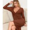 imagePopilush Long Sleeve Formal Dresses for Women 8 In 1 Bodycon Dress with Built In Shapewear Wedding Guest Dress 2024Brown