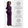 imagePopilush Long Sleeve Maxi Dress Bodycon Cocktail Dress Shapewear Tummy Control Fall Formal Dresses Builtin BraPurple