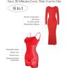 imagePopilush Long Sleeve Maxi Dress Bodycon Cocktail Dress Shapewear Tummy Control Fall Formal Dresses Builtin BraRed