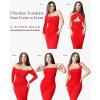 imagePopilush Long Sleeve Maxi Dress Bodycon Cocktail Dress Shapewear Tummy Control Fall Formal Dresses Builtin BraRed