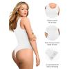 imagePopilush Shapewear Bodysuit for Women Round Neck Sleeveless T Shirt Tank Tops Thong Bodysuits JumpsuitsWhite