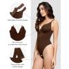 imagePopilush Shapewear Bodysuits for Women  Tummy Control Body Suits for Womens Deep V Corset Tops Thong Concert OutfitsBrown