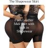 imagePopilush Shapewear Faux Leather Skirts with Built in Shapewear Tummy Control High Waist Mini Skirt with Shaper for WomenA2black