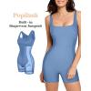 imagePopilush Shapewear Jumpsuits  Workout jumpsuit for Women Sleeveless Yoga Jumpsuits with Tummy Control Romper 2024Blue