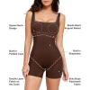 imagePopilush Shapewear Jumpsuits  Workout jumpsuit for Women Sleeveless Yoga Jumpsuits with Tummy Control Romper 2024Brown