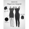 imagePopilush Shapewear Jumpsuits for Women Builtin Bra Tummy Control Bodysuit Square Neck Sport Romper Summer OutfitBlack