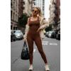 imagePopilush Shapewear Jumpsuits for Women Builtin Bra Tummy Control Bodysuit Square Neck Sport Romper Summer OutfitBrown