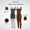 imagePopilush Shapewear Jumpsuits for Women Builtin Bra Tummy Control Bodysuit Square Neck Sport Romper Summer OutfitBrown