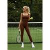 imagePopilush Shapewear Jumpsuits for Women Builtin Bra Tummy Control Bodysuit Square Neck Sport Romper Summer OutfitBrown