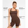 imagePopilush Shapewear Romper Shorts Romper For Women Bodycon Jumpsuit Workout Romper RacerbackBrown