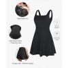 imagePopilush Shapewear Tennis Dress Athletic Dress for Women Summer Mini Dress with Slit Square Neck Golf Dress RomperBlack