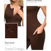 imagePopilush The Shapewear Jumpsuit Workout Jumpsuits with Pockets  Zip up Jumpsuits for WomenBrown Sleeveless Exercise Jumpsuits