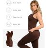 imagePopilush The Shapewear Jumpsuit Workout Jumpsuits with Pockets  Zip up Jumpsuits for WomenBrown Sleeveless Exercise Jumpsuits