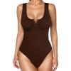 Brown Button Shapewear Bodysuit