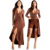 imagePopilush Long Sleeve Formal Dresses for Women 8 In 1 Bodycon Dress with Built In Shapewear Wedding Guest Dress 2024Brown