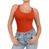 imagePopilush Shapewear Bodysuit for Women Round Neck Sleeveless T Shirt Tank Tops Thong Bodysuits JumpsuitsOrange