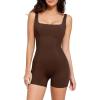 imagePopilush Shapewear Jumpsuits  Workout jumpsuit for Women Sleeveless Yoga Jumpsuits with Tummy Control Romper 2024Brown