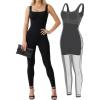 imagePopilush Shapewear Jumpsuits for Women Builtin Bra Tummy Control Bodysuit Square Neck Sport Romper Summer OutfitBlack