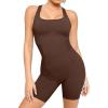 imagePopilush Shapewear Romper Shorts Romper For Women Bodycon Jumpsuit Workout Romper RacerbackBrown
