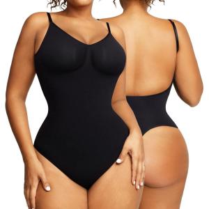 imagePopilush Bodysuit for Women Shapewear Tummy Control Seamless Backless Body Shaper for DressesBlack