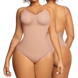 imagePopilush Bodysuit for Women Shapewear Tummy Control Seamless Backless Body Shaper for DressesPink Skin