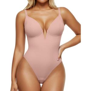 imagePopilush Shapewear Bodysuits for Women  Tummy Control Body Suits for Womens Deep V Corset Tops Thong Concert OutfitsSkin