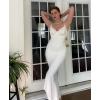 imagePopilush Corset Dress Built in Shapewear  Formal Dress for Women Deep V Neck Maxi Slip Bridesmaid Dresses for WeddingWhite
