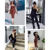 imagePopilush Jumpsuits for Women Long Sleeve BuiltIn Bra Square Neck Full Length Leggings Bodycon Stretch Workout OutfitsBlack