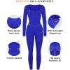 imagePopilush Jumpsuits for Women Long Sleeve BuiltIn Bra Square Neck Full Length Leggings Bodycon Stretch Workout OutfitsBlue