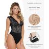 imagePopilush Lace Body Suits Women  Tank Top Thong Shapewear Tummy Control Going Out Tops Deep V Neck BodySuitBlack