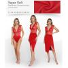 imagePopilush Lace Body Suits Women  Tank Top Thong Shapewear Tummy Control Going Out Tops Deep V Neck BodySuitRed